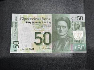 《外钞收藏家》第五百九十二期（精选场）（本平台长期征集拍品、欢迎藏友们联系合作） - 2009年苏格兰克莱斯戴尔银行50镑 非全新 品相如图