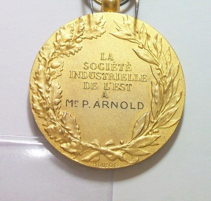 【银】【原盒】法国1900年前后 女神头像高浮雕精制镀金大银章 带绶带原盒 42MM 42克