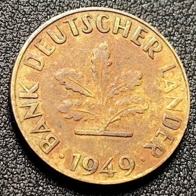 泉币菌-第144场-精品福利场 - 德国 西德 联邦德国1949年10芬尼硬币 21.5mm 橡树麦穗  