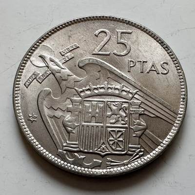 🌹外币初藏🌹🐯2025年第139场  每周二四六晚8️⃣点 接代拍 - 西班牙1957年25比塞塔 原光品