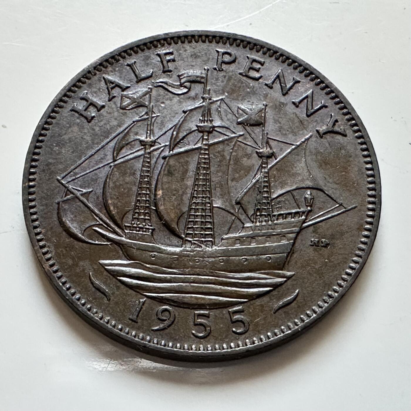 🌹外币初藏🌹🐯2025年第139场  每周二四六晚8️⃣点 接代拍 英国1955年半便士b