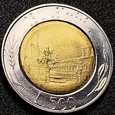 泉币菌-第143场-精品福利场 - 1995年意大利500里拉双金属双色硬币 26mm 纪念币铜钱 