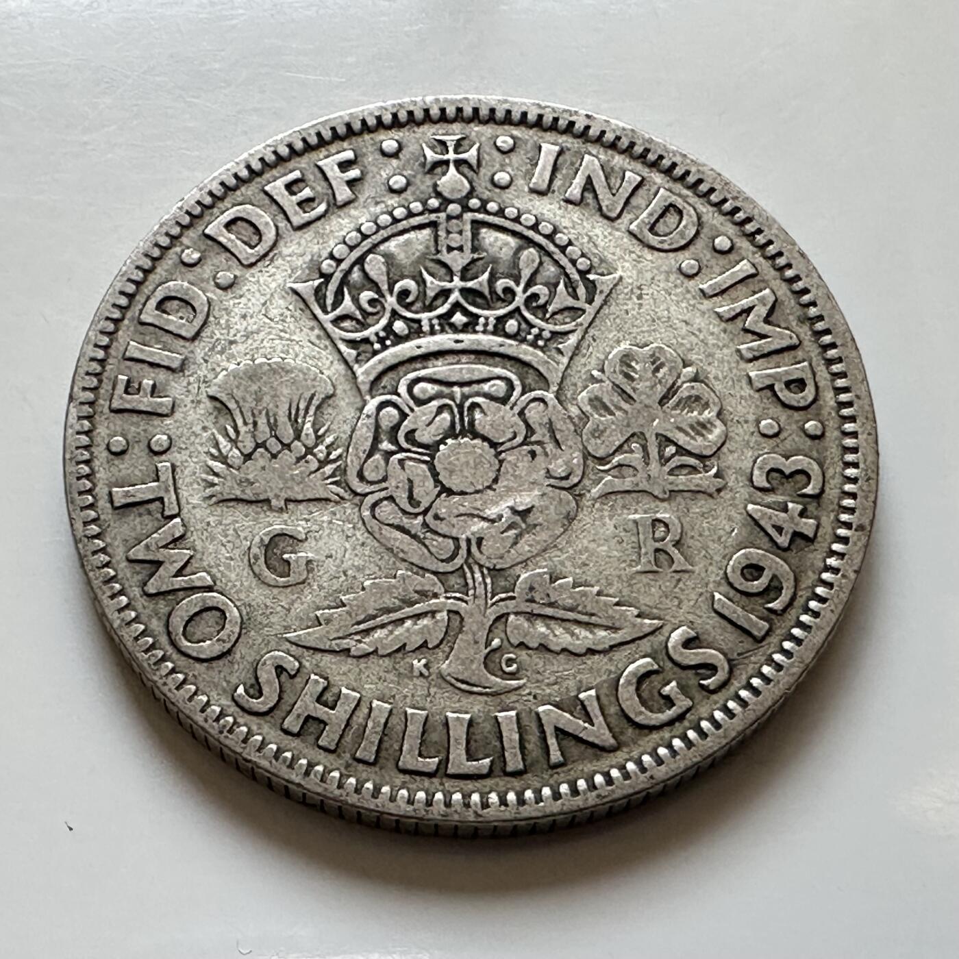 🌹外币初藏🌹🐯2025年第139场  每周二四六晚8️⃣点 接代拍 英国1943年 2先令银币