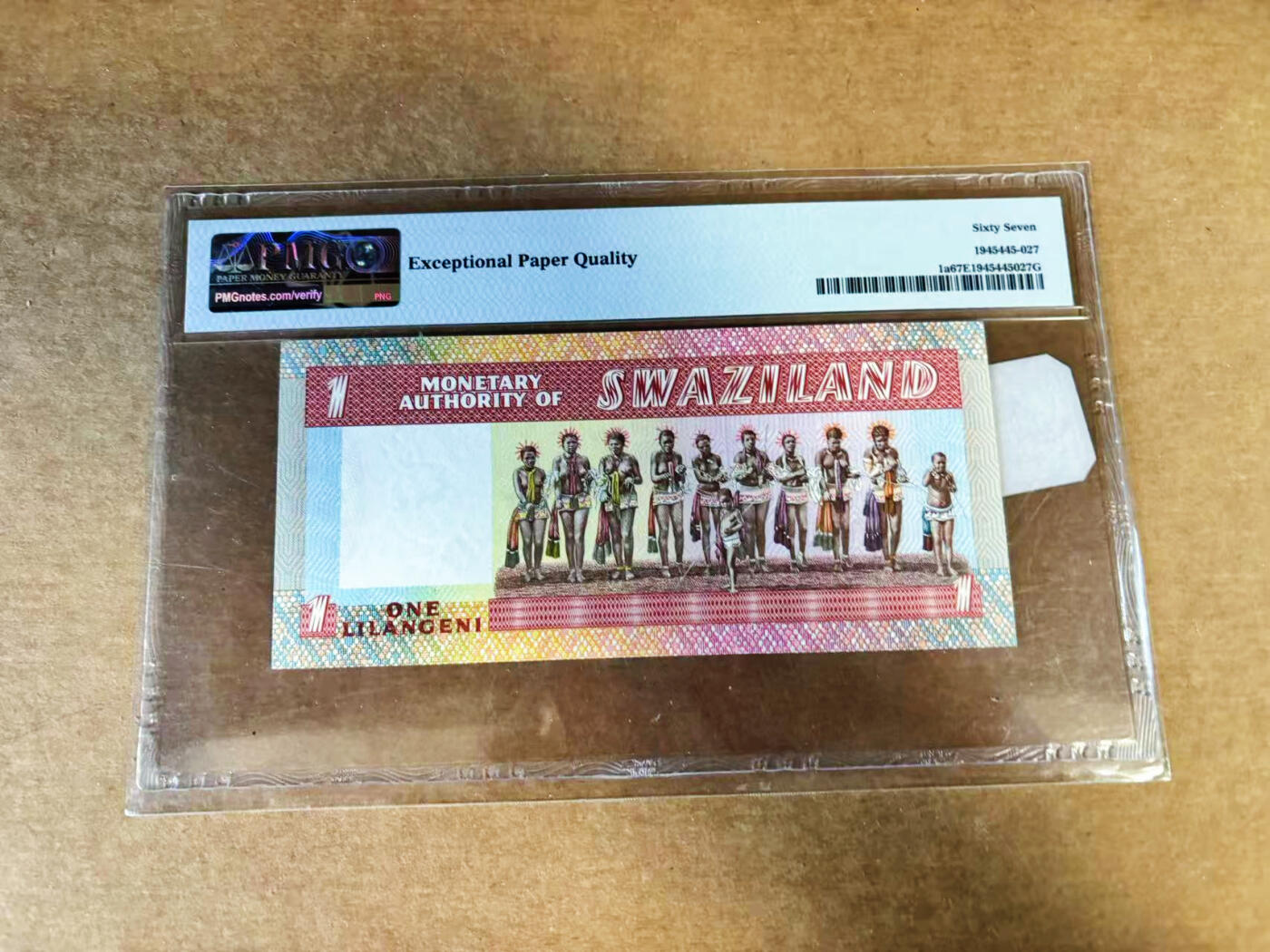 【Blue Auction】世界纸币精拍第760期——18级TOP拍卖/信誉/品质/专业/高效💫 斯威士兰 1974年1L PMG67EPQ 裸女选妃