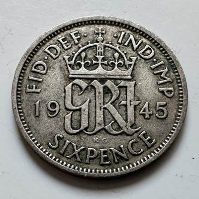 🌹外币初藏🌹🐯2025年第139场  每周二四六晚8️⃣点 接代拍 - 英国1945年6便士银币