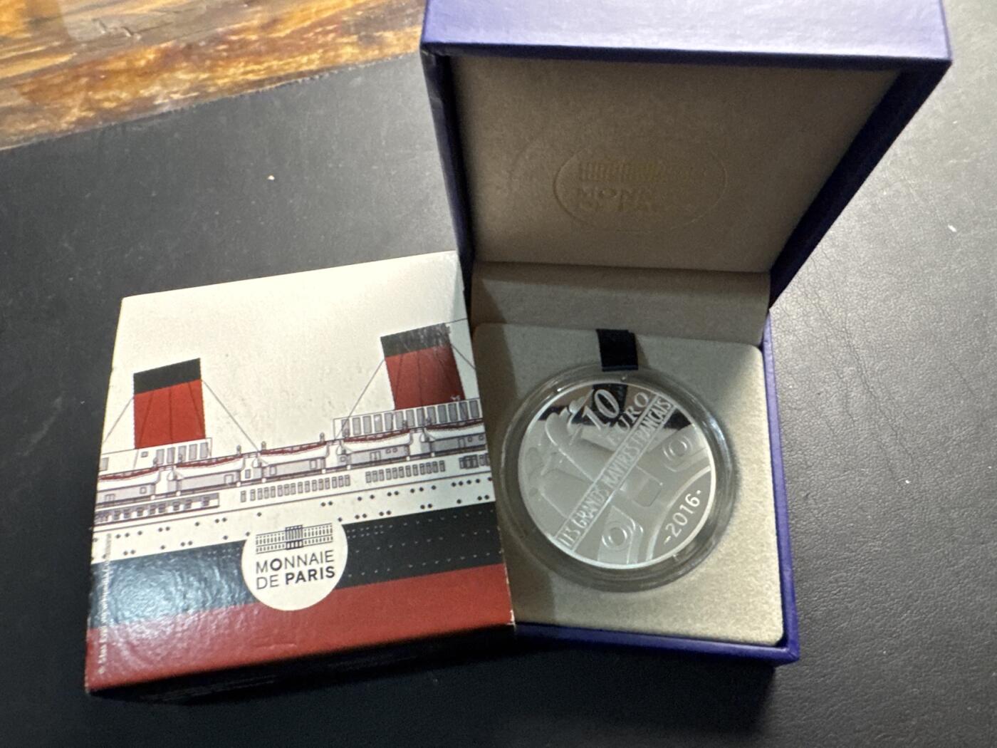 ❤️【币观天下】❤️ 第334期钱币拍卖- 2025.12.12周五晚上6点半场-长期征集拍品 2016年法国船只系列-大都会法兰西号10欧精制银币,发行量3000枚