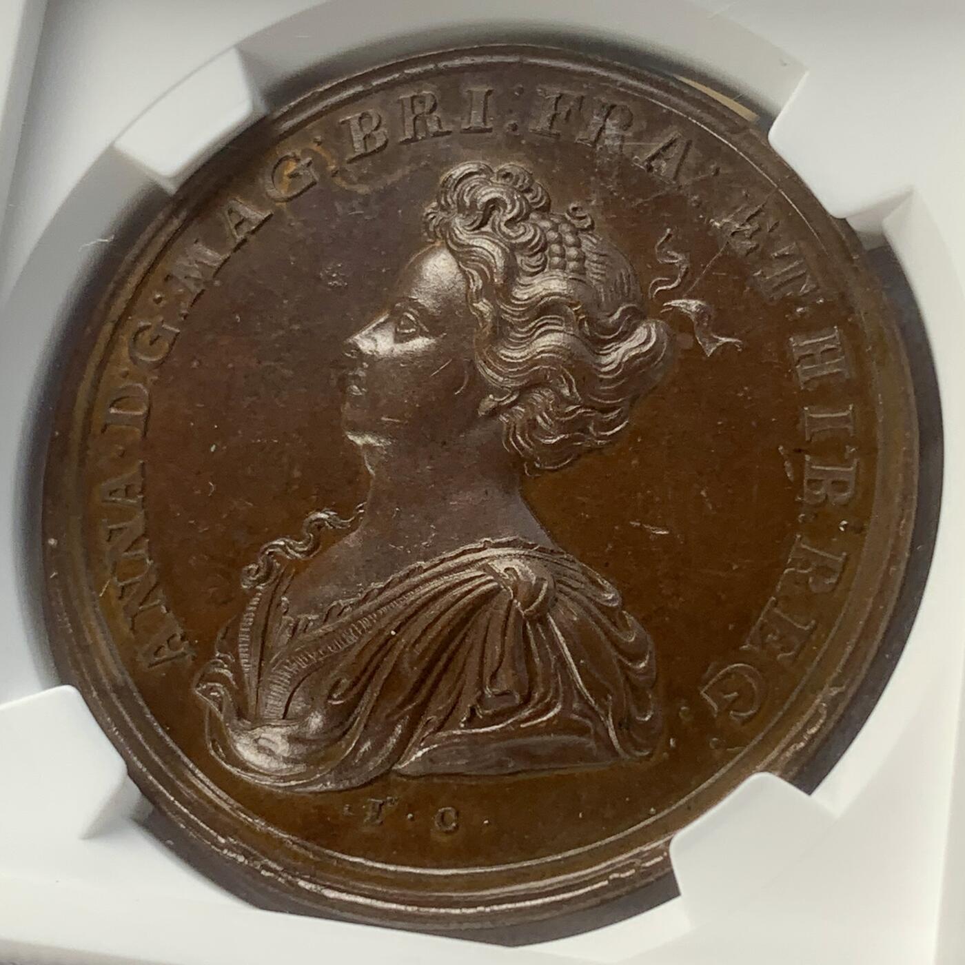 掌中浮雕-藏着的欧洲第045场 NGC MS62 : 1708年英国攻占撒丁岛和米诺卡岛，40mm