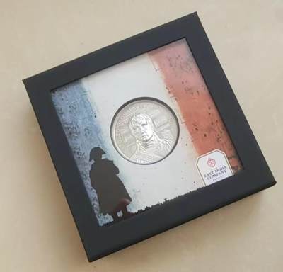 ❤️【币观天下】❤️ 第334期钱币拍卖- 2025.12.12周五晚上6点半场-长期征集拍品 - 圣赫勒拿2021年拿破仑高浮雕加厚银币999银1盎司，直径38.61毫米，发行1821枚，带证书包装。