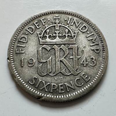 🌹外币初藏🌹🐯2025年第139场  每周二四六晚8️⃣点 接代拍 - 英国1943年6便士银币