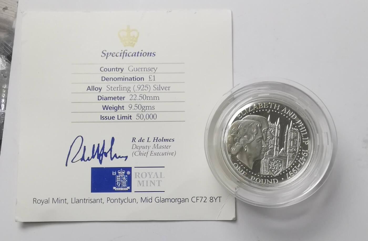 巨藏钱币第七期硬币场12月12号20点开拍 英国1997年1镑精制银币9.5克带证书