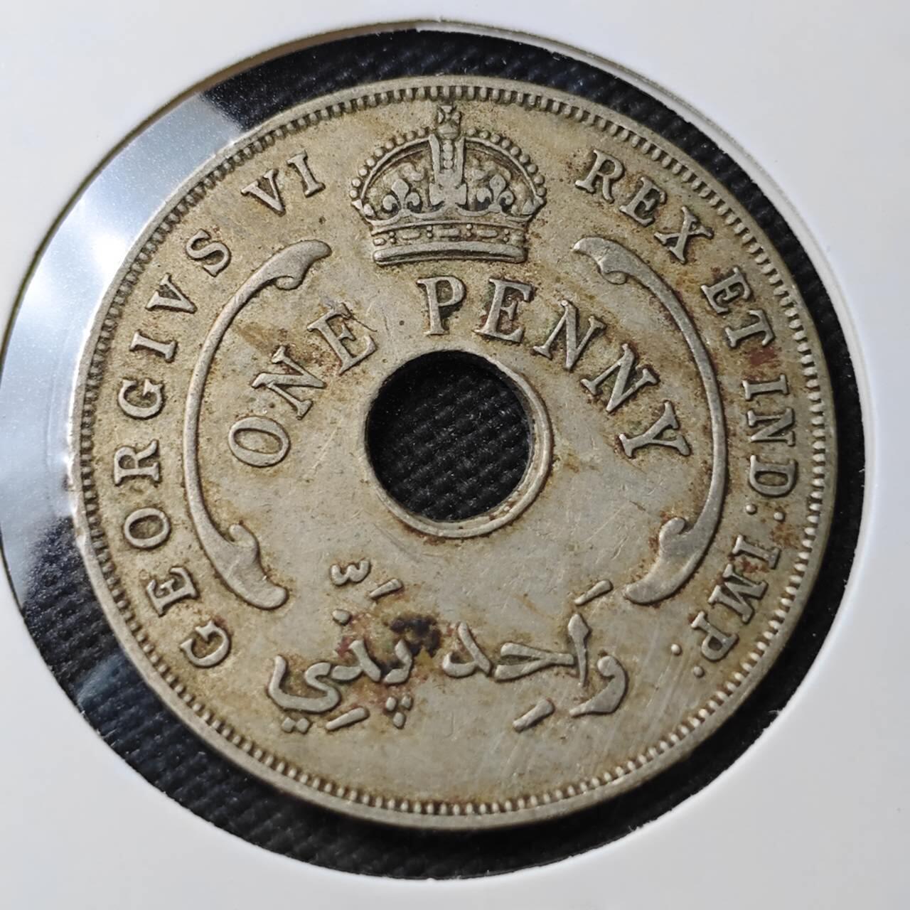 KK钱币收藏小铺 第377期  2月预留时间 周末发货  1943英属西非乔五1便士镍币