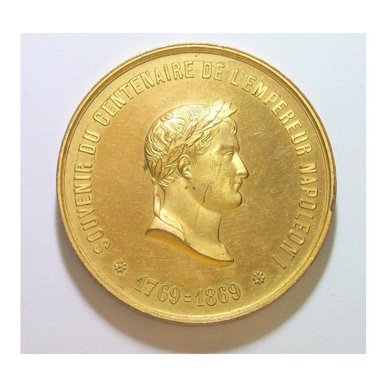 【艺术】法国艺术大章1869年 拿破仑诞辰百年金叶冠 高浮雕精制大镀金章 光边 50MM