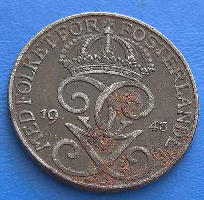 外国优质老铜币银币持续添加中，周六九点倒数截拍，满百包邮，可寄存半年，喜欢朋友微信扫描二维码可直接参拍 - 瑞典1943年5欧尔少见铁币