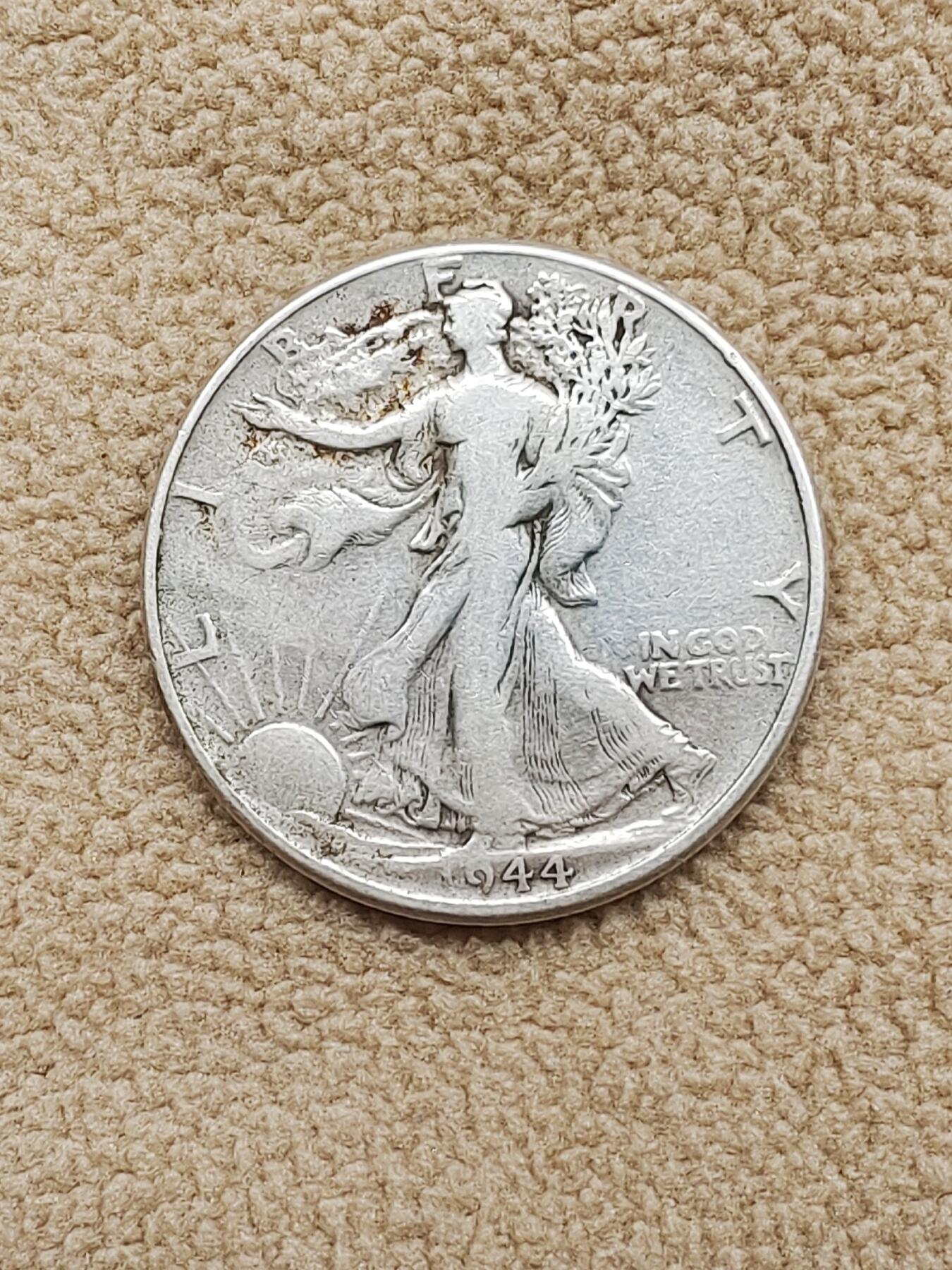 1944年美国白头鹰行走女神半美元银币 硬币 收藏