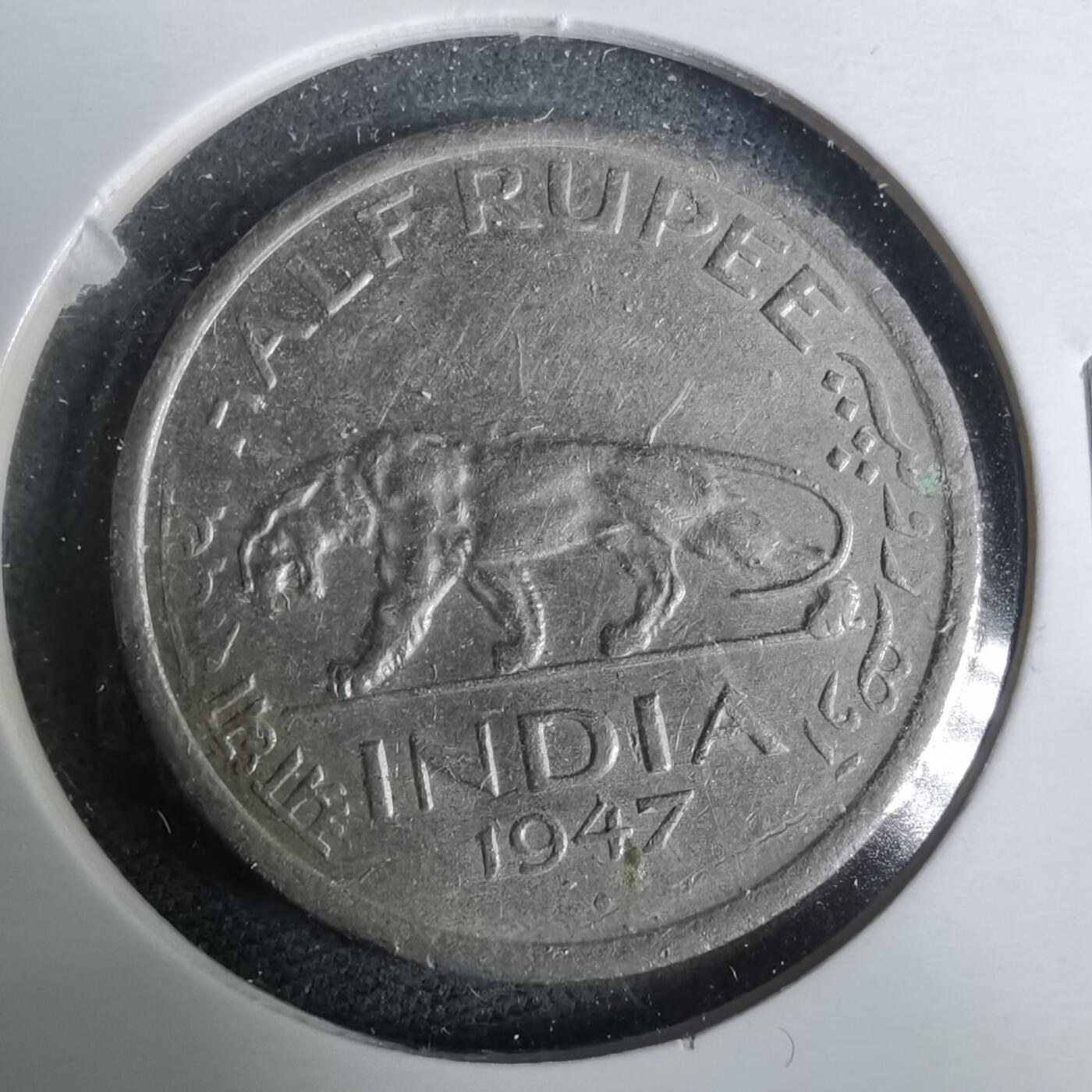 沼泽如烟--第929场 英属印度1947年二分之一卢比