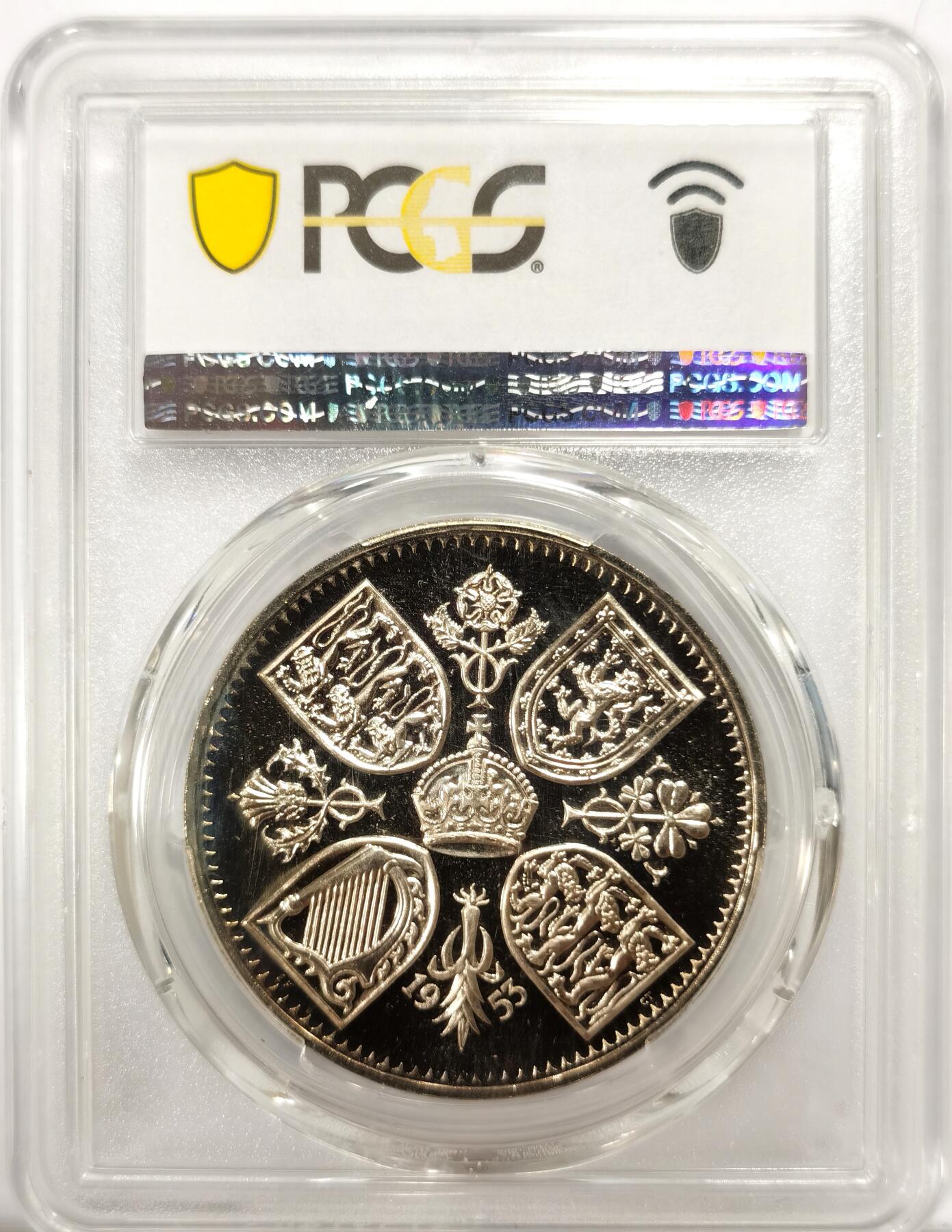 博洋堂世界钱币拍卖第151期（全场包邮） PCGS PR64CAM 英国1953年伊丽莎白二世女王登基纪念精制克朗，PROOF精制币，转光强烈细节优秀，状态极佳。