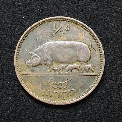 【全场包邮】纯粹捡漏拍484场（免费代拍第21场） - 爱尔兰1967年母猪半便士铜币