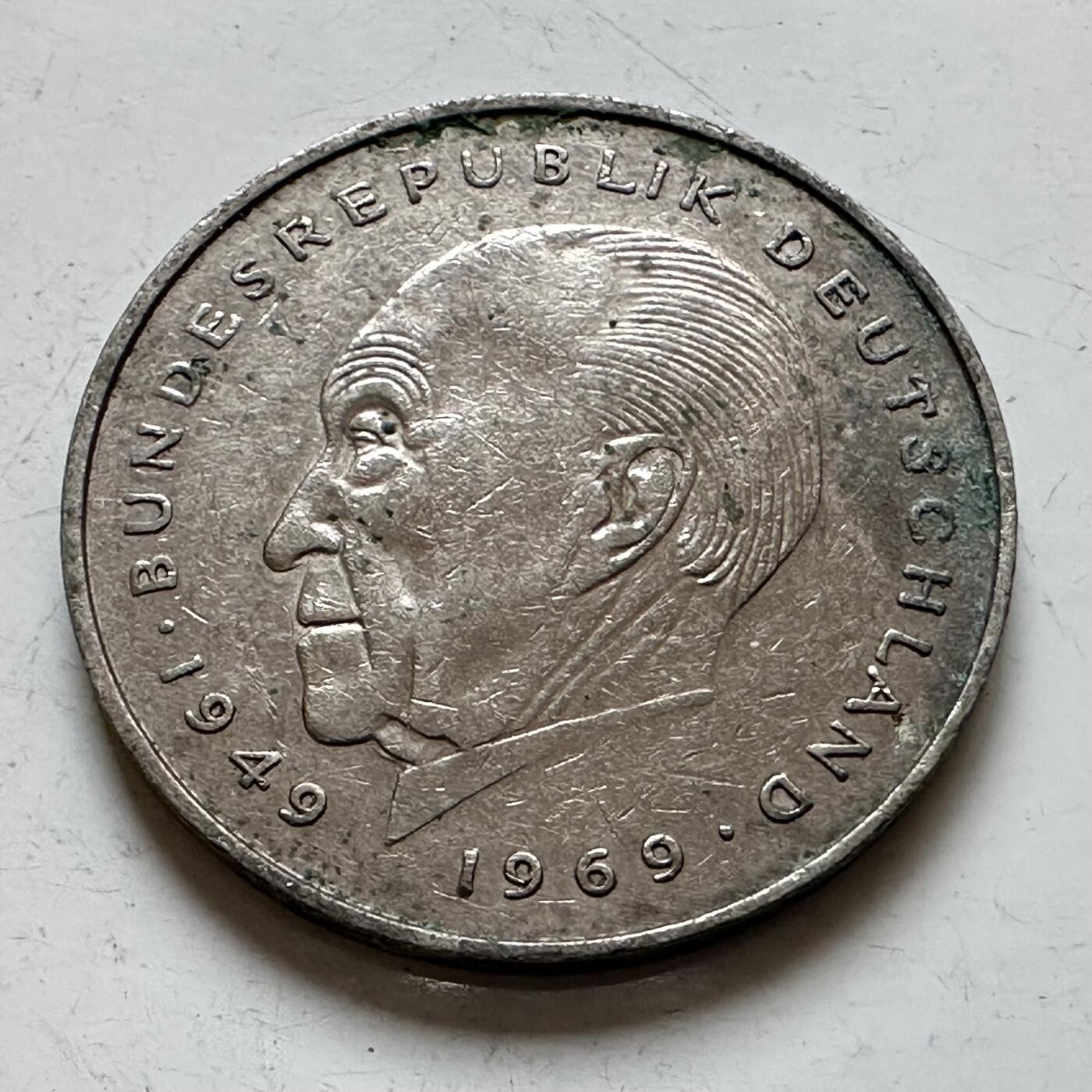 🌹外币初藏🌹🐯2025年第140场  每周二四六晚8️⃣点 接代拍 德国1978年G版 2马克 阿登纳