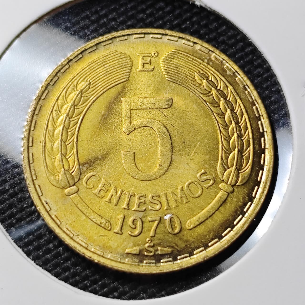 KK钱币收藏小铺 第378期  2月预留时间 周末发货  1970智利5分铜币 好品