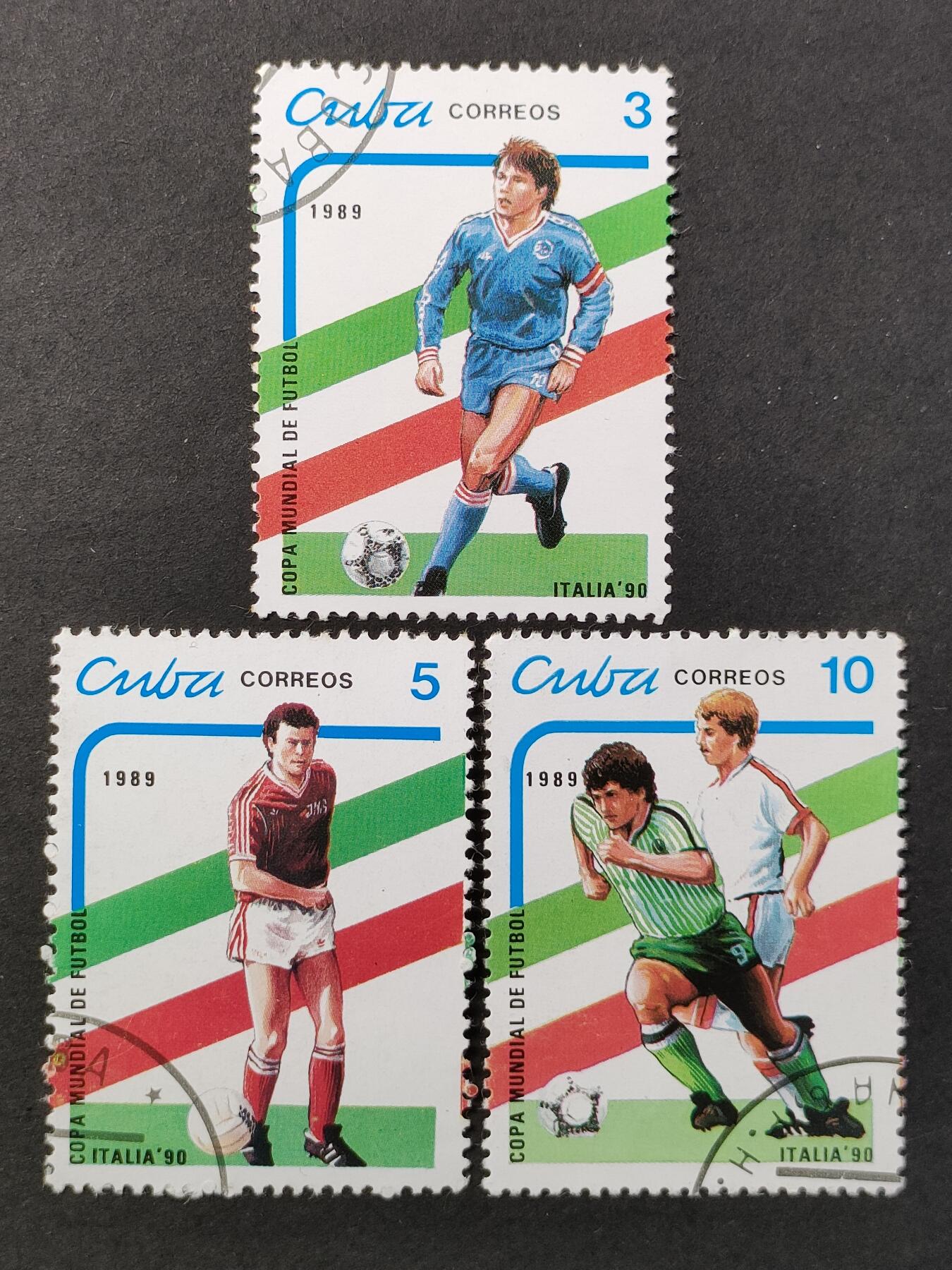 ↓君缘收藏677期☞钱币邮品↓无佣金、可寄存、满30元包邮  古巴邮票，1989年意大利世界杯足球赛 邮票