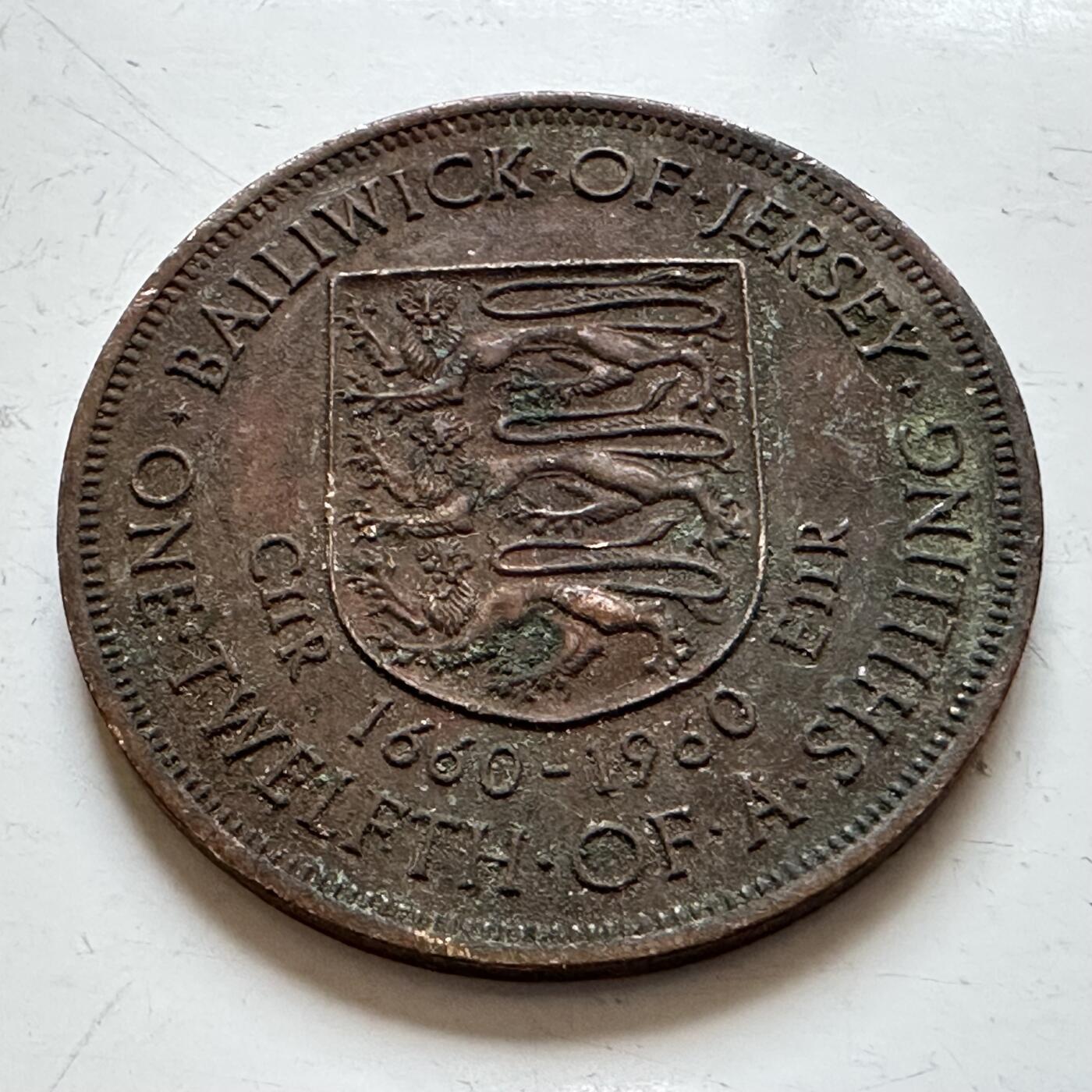 🌹外币初藏🌹🐯2025年第140场  每周二四六晚8️⃣点 接代拍 泽西岛1960年1/12先令铜币