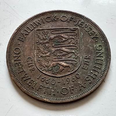 🌹外币初藏🌹🐯2025年第140场  每周二四六晚8️⃣点 接代拍 - 泽西岛1960年1/12先令铜币