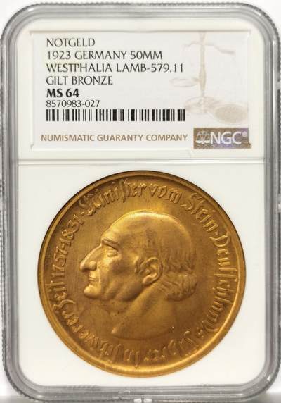博洋堂世界钱币拍卖第151期（全场包邮） - NGC MS64 德国1923年紧急状态威斯特法伦5000万马克