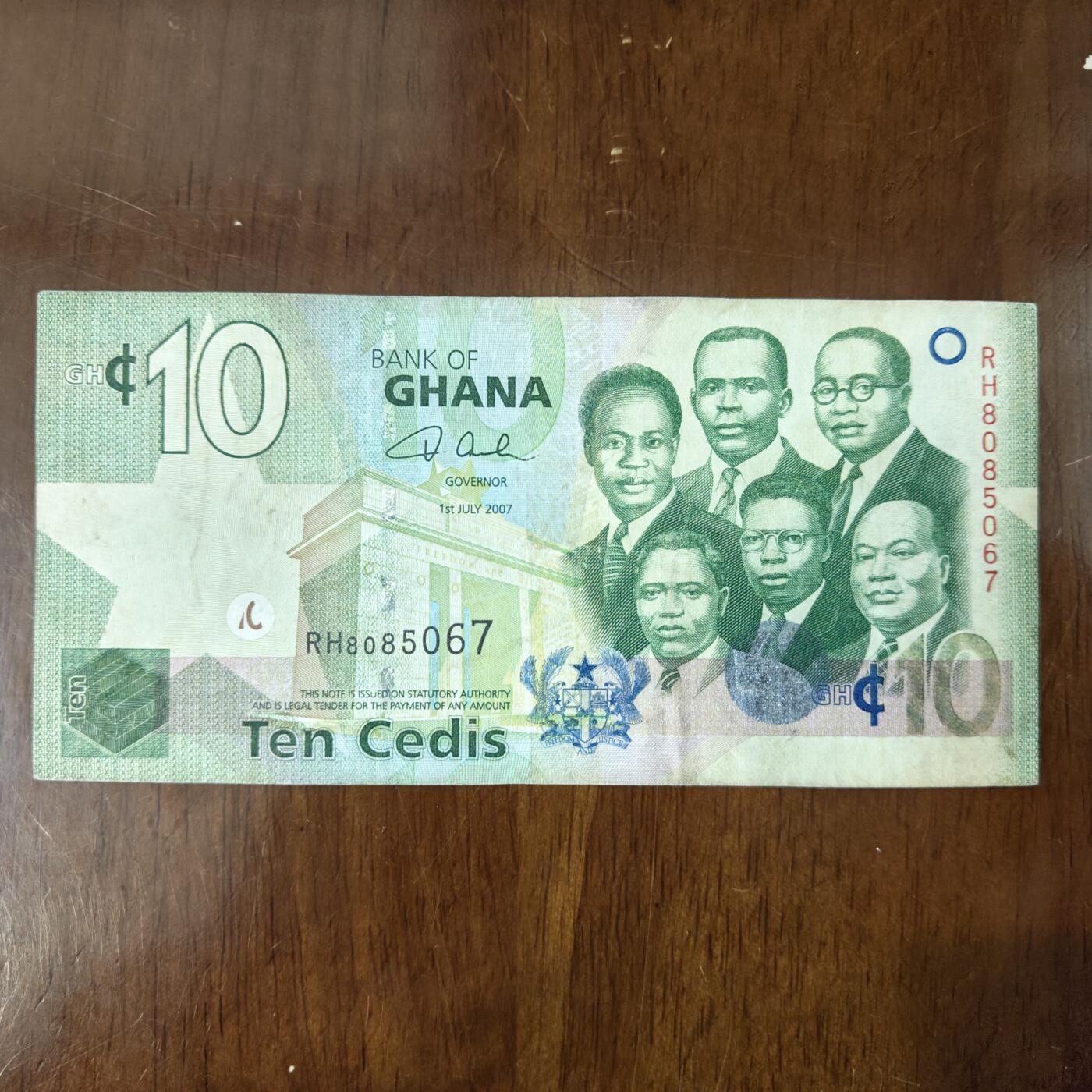 全新UNC 加纳10塞地纸币 2007年版 P-39d流通品原图片