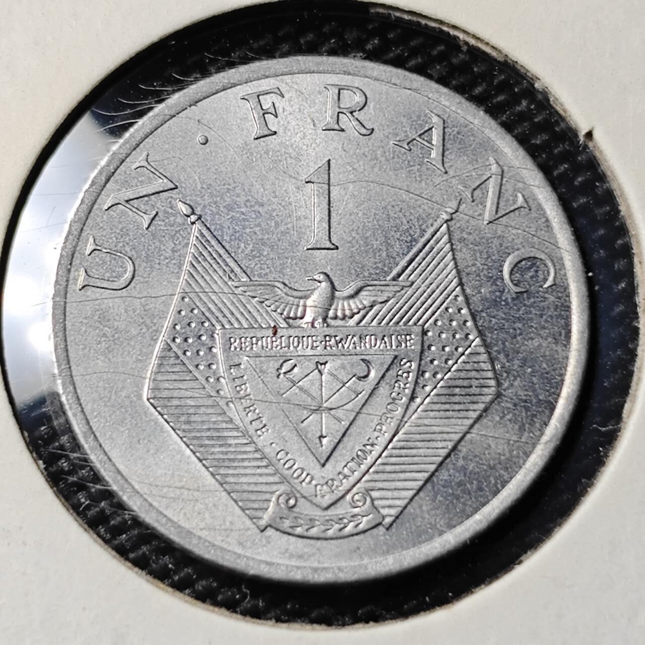 KK钱币收藏小铺 第378期  2月预留时间 周末发货  1977卢旺达1法郎 好品