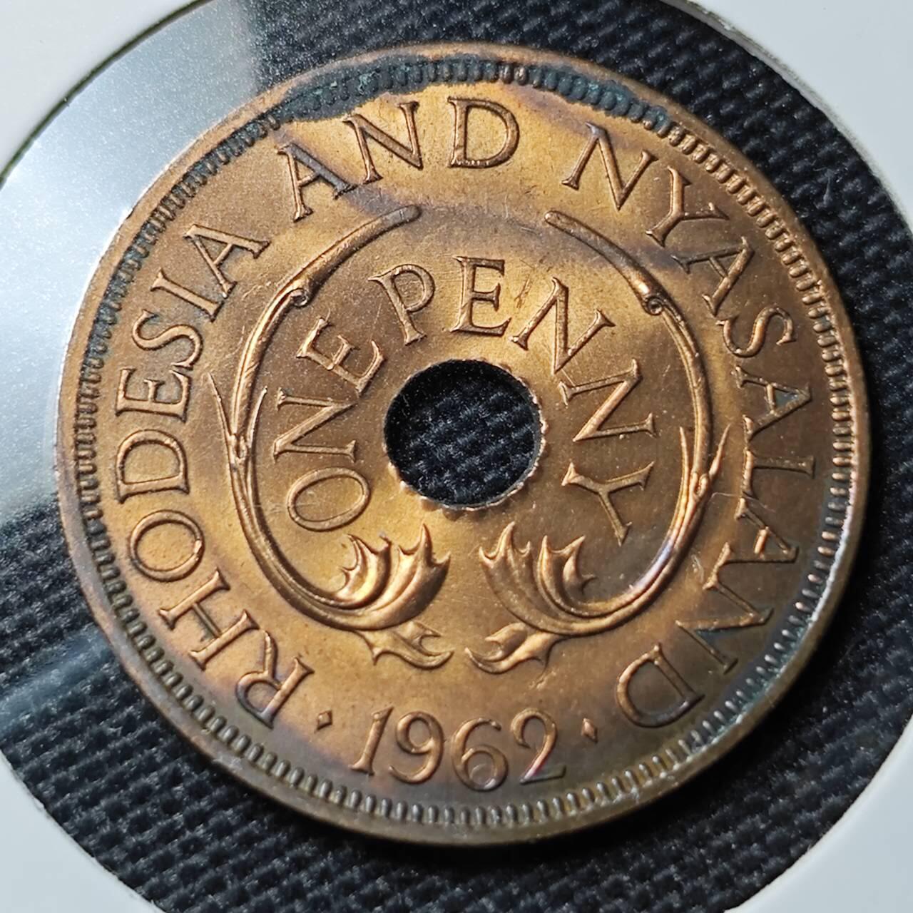 KK钱币收藏小铺 第378期  2月预留时间 周末发货  1962罗得西亚1便士铜币 好品