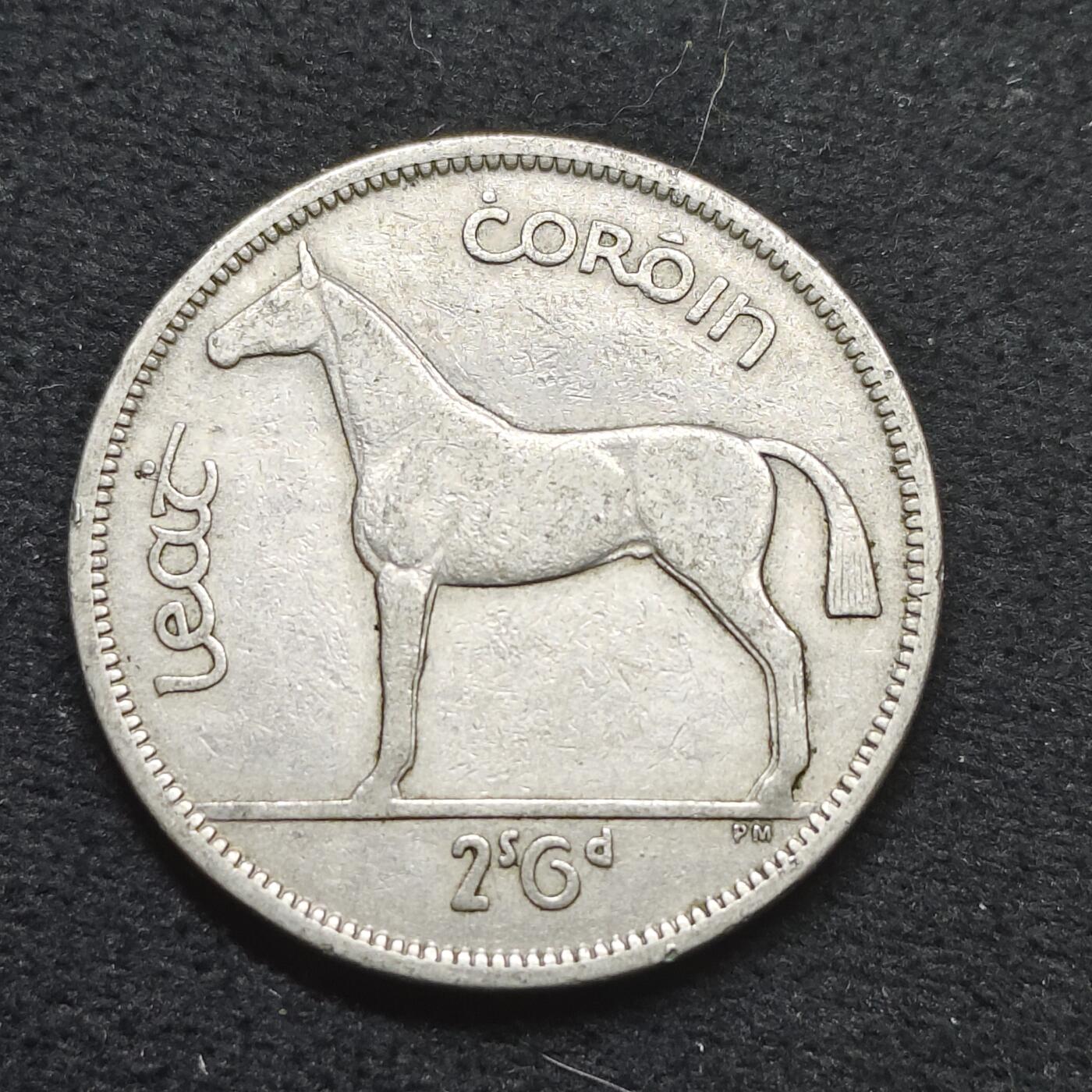 【全场包邮】纯粹捡漏拍484场（免费代拍第21场） 爱尔兰1954年十二进制狩猎马半克朗（2先令6便士）