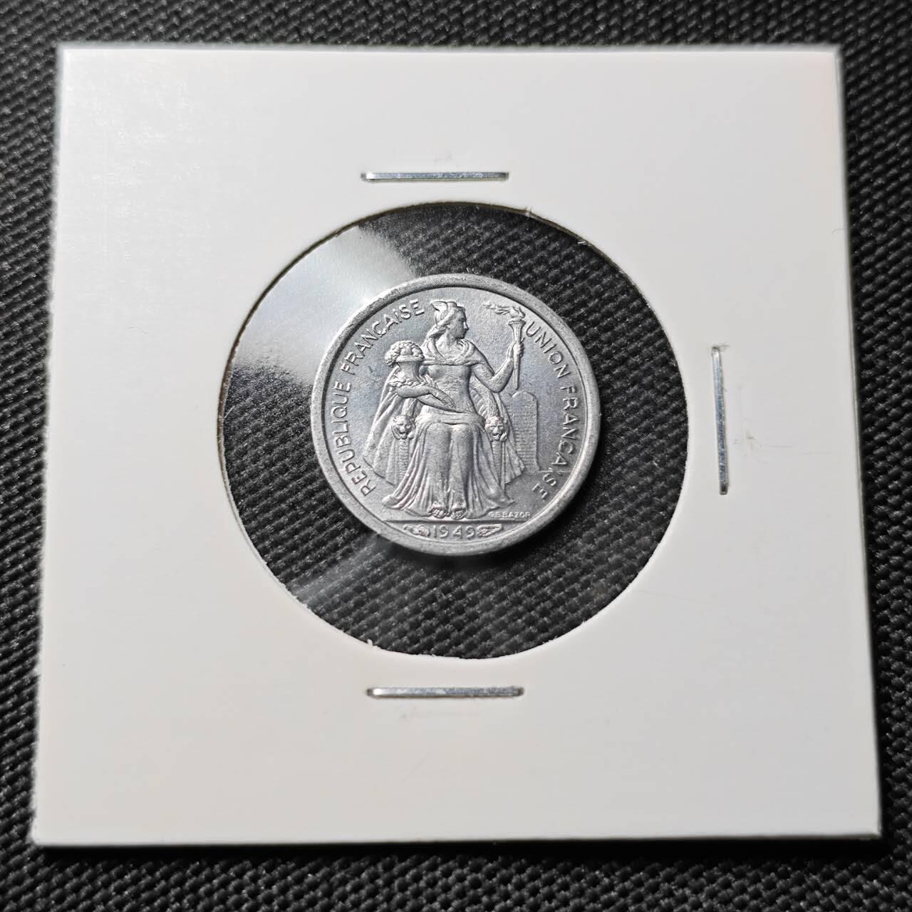 KK钱币收藏小铺 第378期  2月预留时间 周末发货  1949法属新喀里多尼亚50分
