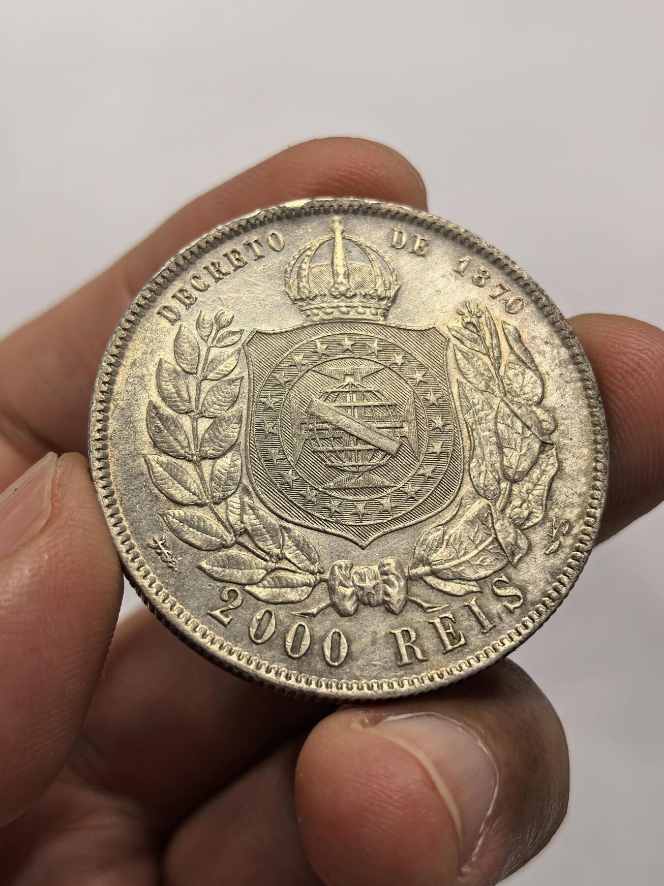 博洋堂世界钱币拍卖第151期（全场包邮） 巴西帝国1888年佩德罗二世2000瑞斯 unc转光