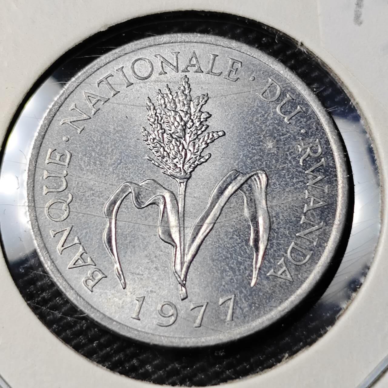 KK钱币收藏小铺 第378期  2月预留时间 周末发货  1977卢旺达1法郎 好品