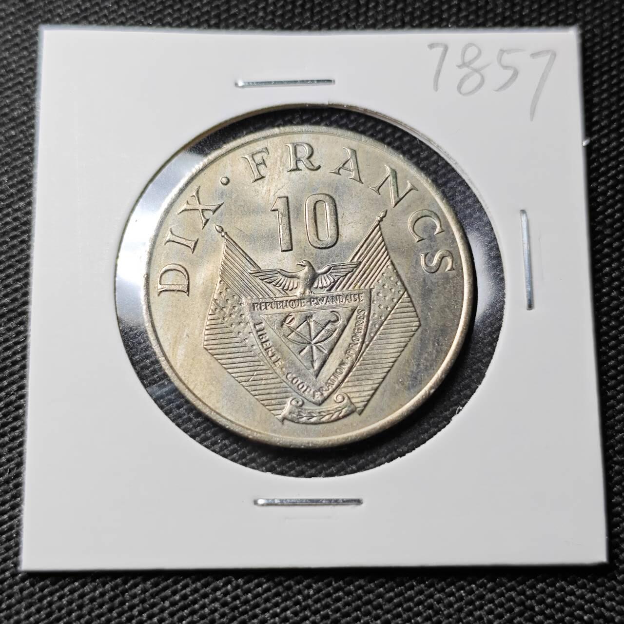 KK钱币收藏小铺 第378期  2月预留时间 周末发货  1974卢旺达10法郎 好品