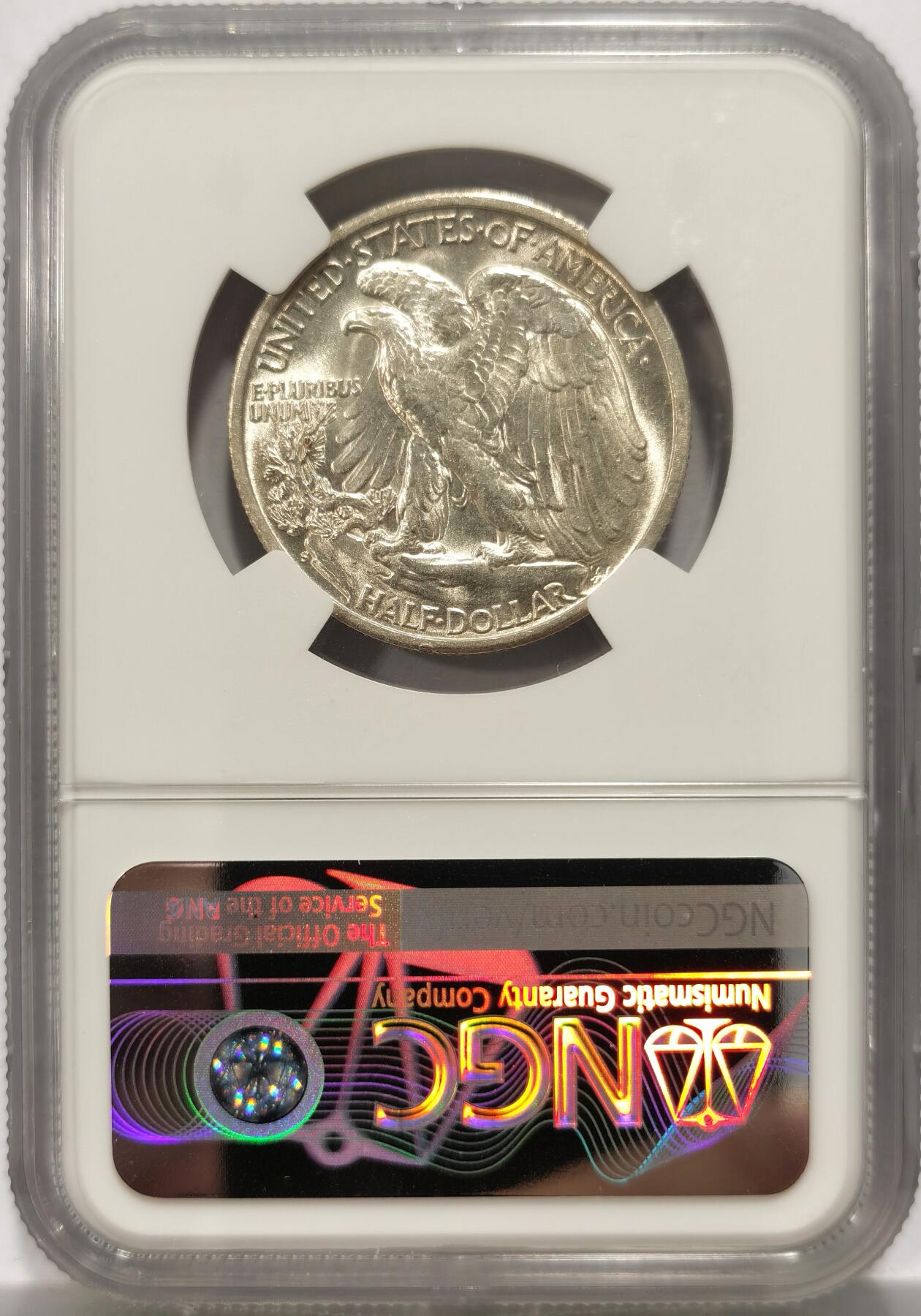 博洋堂世界钱币拍卖第151期（全场包邮） NGC MS64 美国1946年行走女神半圆银币