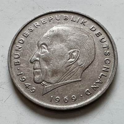 🌹外币初藏🌹🐯2025年第140场  每周二四六晚8️⃣点 接代拍 - 德国1973年G版 2马克 阿登纳