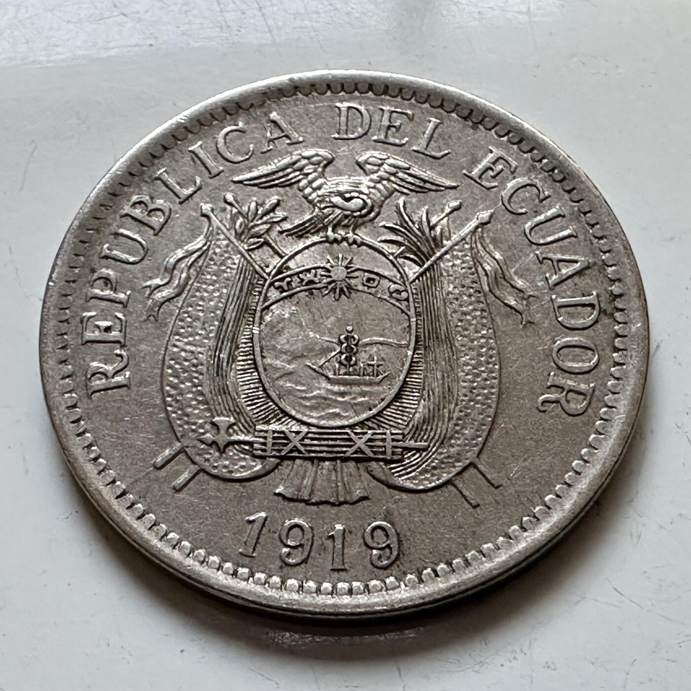 🌹外币初藏🌹🐯2025年第140场  每周二四六晚8️⃣点 接代拍 厄瓜多尔1919年十分 早期美品 细节好