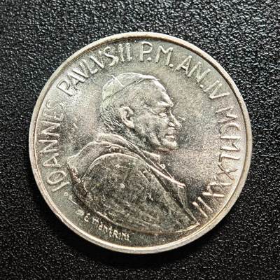 【德藏】世界币章拍卖第157期（拍品征集中~欢迎藏友联系） - 1982年 梵蒂冈约翰·保罗二世教皇1000里拉纪念银币 原光十足 直径约：31.4mm；重约：14.6g