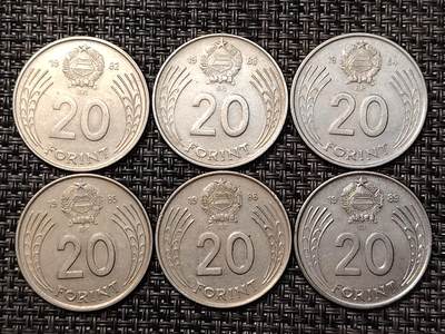 布加迪🐬～世界钱币(上海)🌾第 265 期 /  各国套币和散币 - 匈牙利🇭🇺 1982~1986年,1989年 20福林 6枚～C11 年份收藏者关注