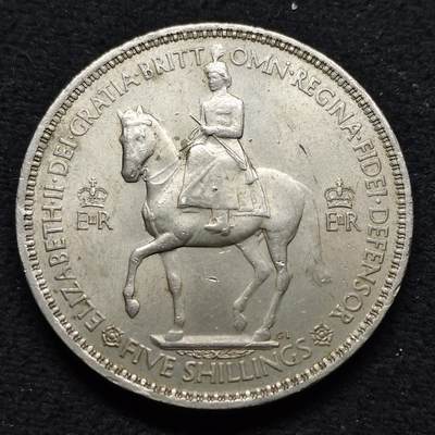 【全场包邮】纯粹捡漏拍488场（免费代拍第25场） - 英国1953年5先令女王加冕克朗型纪念币（附淘宝参考价）