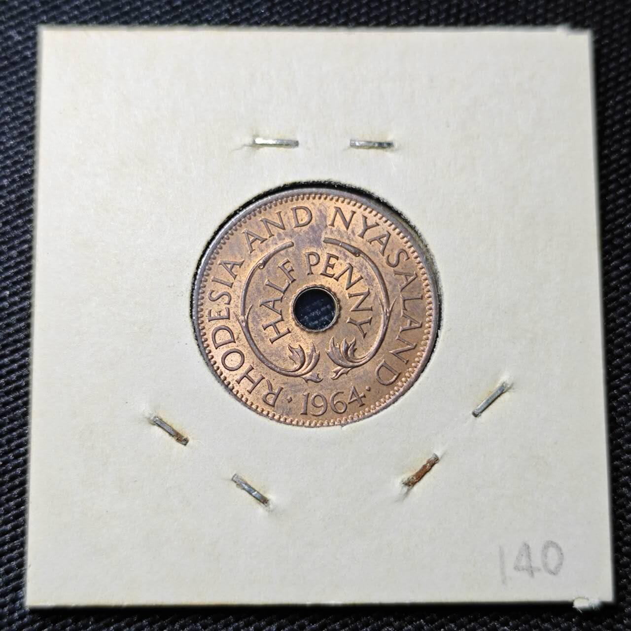 KK钱币收藏小铺 第378期  2月预留时间 周末发货  1964罗得西亚0.5便士铜币