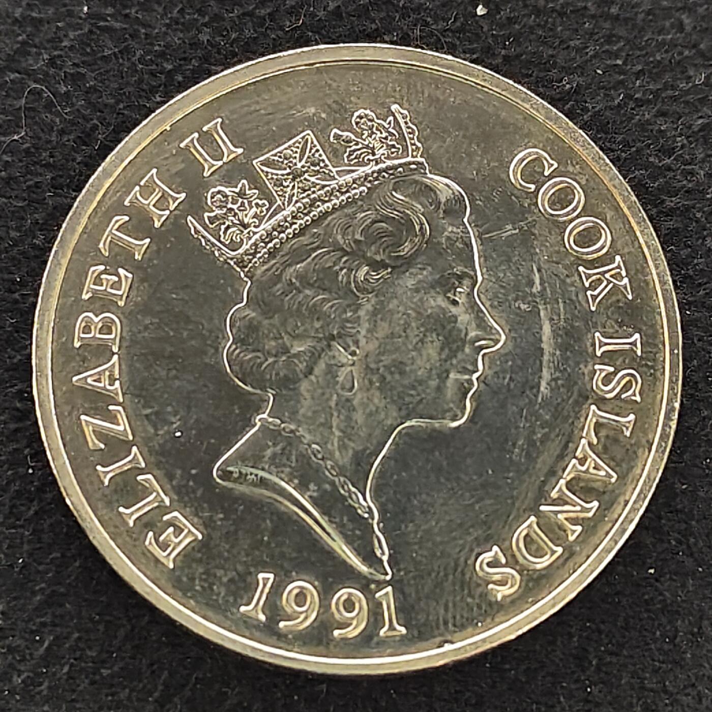 【全场包邮】纯粹捡漏拍484场（免费代拍第21场） 库克群岛1991年5元濒危动物狮子克朗型纪念币