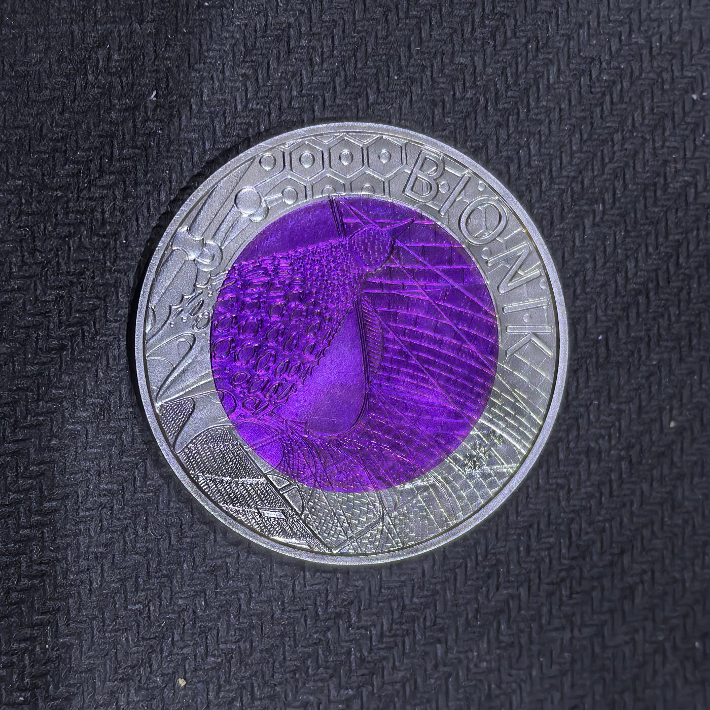 道一币馆币章第一百五十八场 原盒证 奥地利2012年仿生学发展25欧元铌芯银币