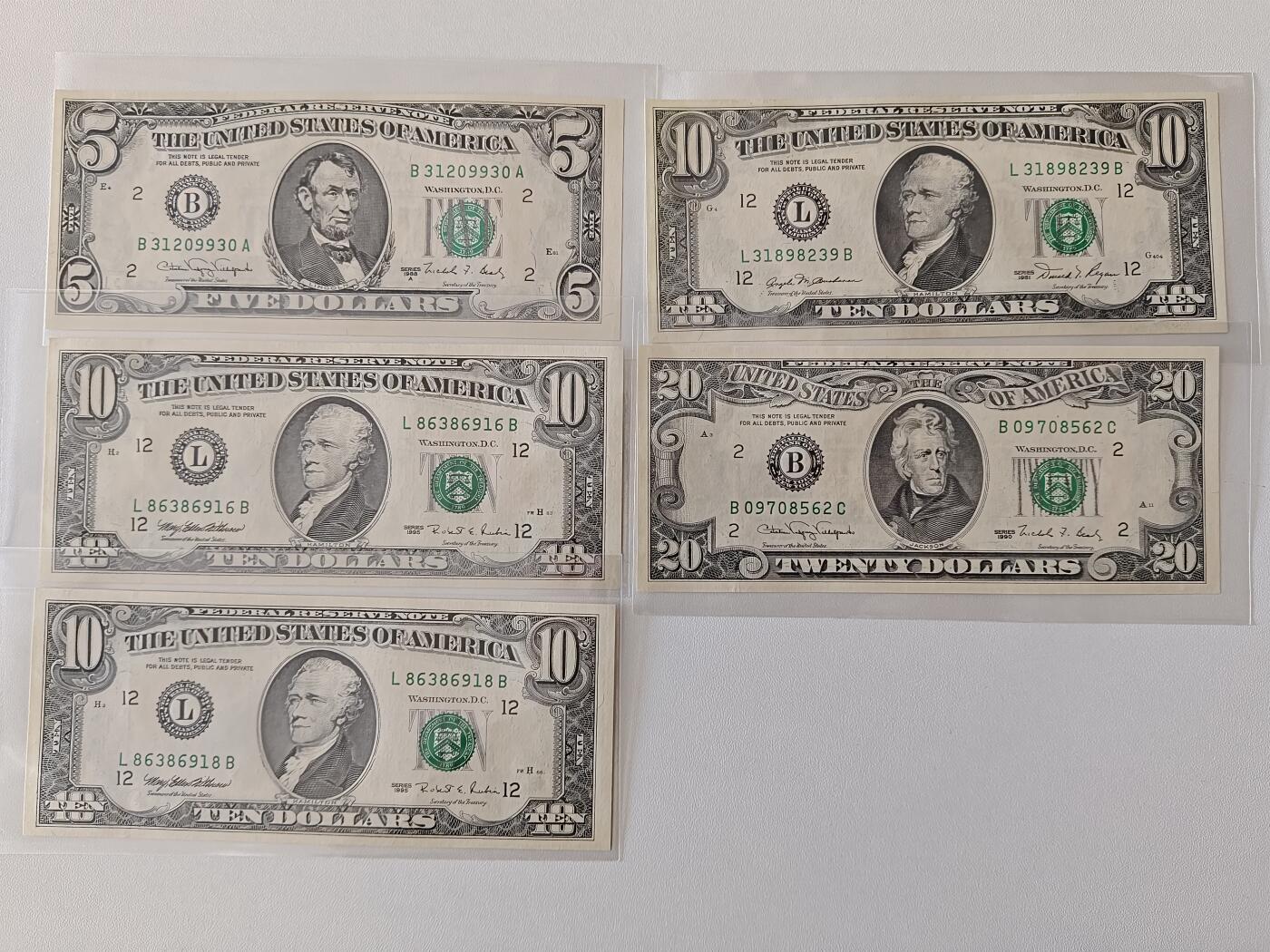 【礼羽收藏】🌏世界钱币拍卖第115期 小头美元五张全新unc