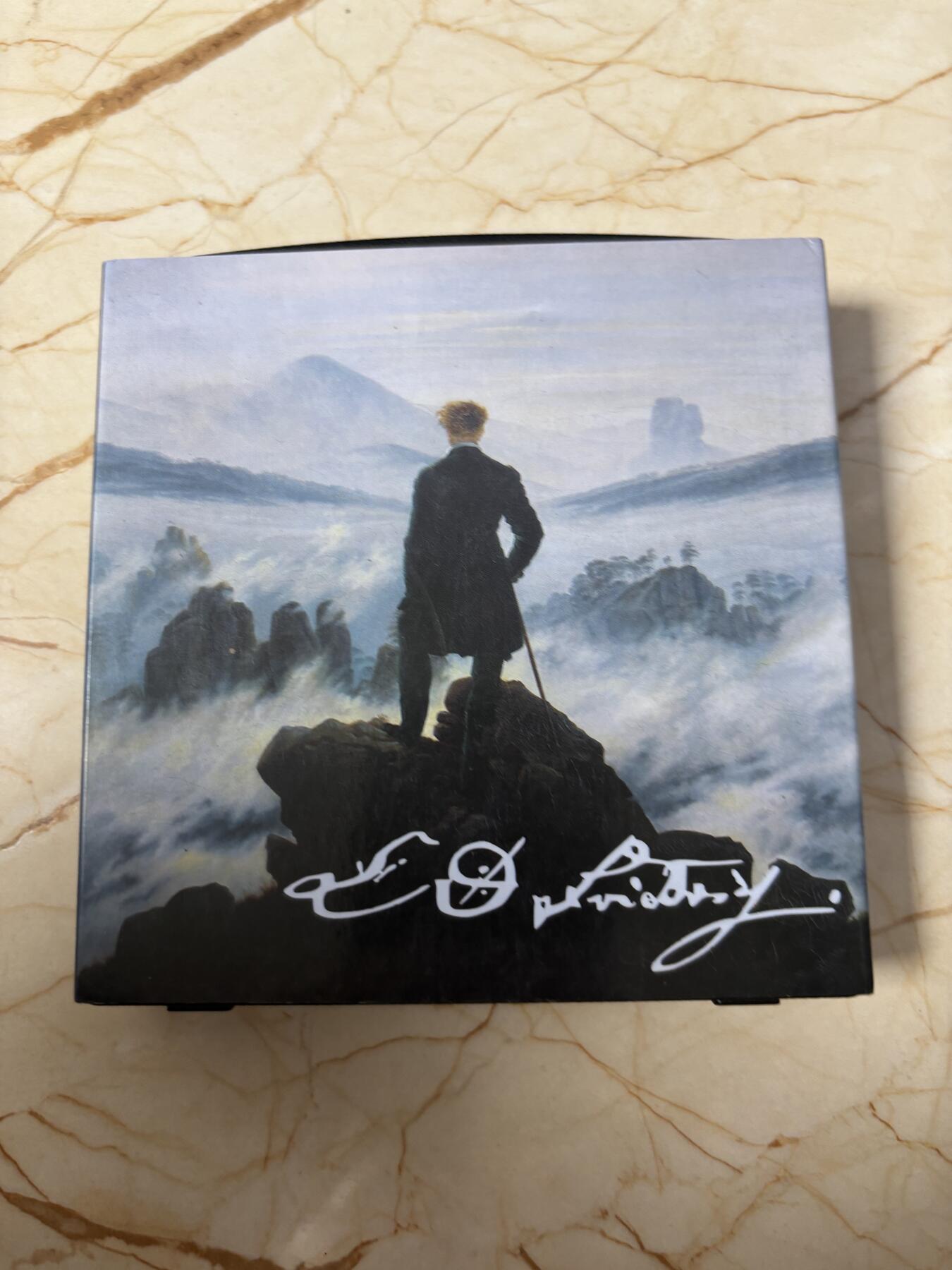 第185期拍卖 纽埃2021年世界名画系列雾海上的旅人彩色纪念银币，999银，发行量999枚