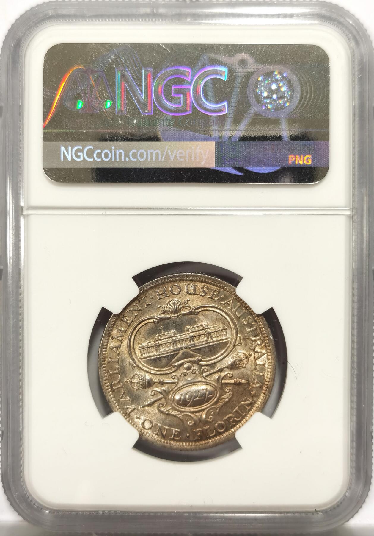 博洋堂世界钱币拍卖第151期（全场包邮） NGC MS63 英属澳大利亚1927年乔治五世1弗洛林银币