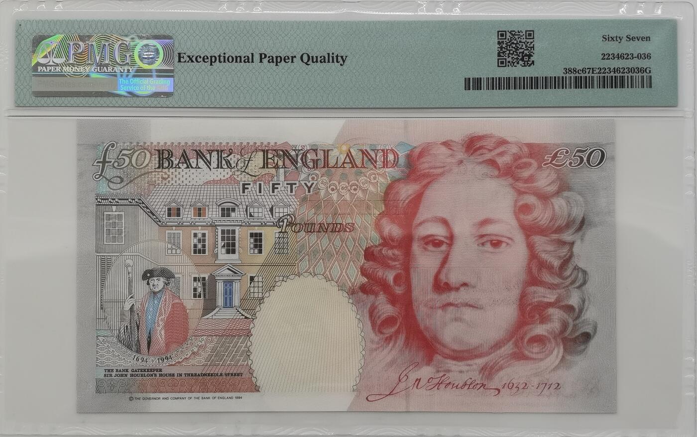 博洋堂世界钱币拍卖第151期（全场包邮） PMG 67EPQ 高分 英国E序列1994年50镑 女王钞