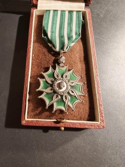 老王徽章第169期 - 法国骑士级文学艺术勋章    原盒    950银质珐琅    五共第一版