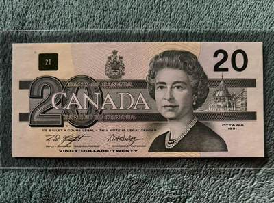 【礼羽收藏】🌏世界钱币拍卖第115期 - 加拿大 1991年20元 鸟版 全新UNC